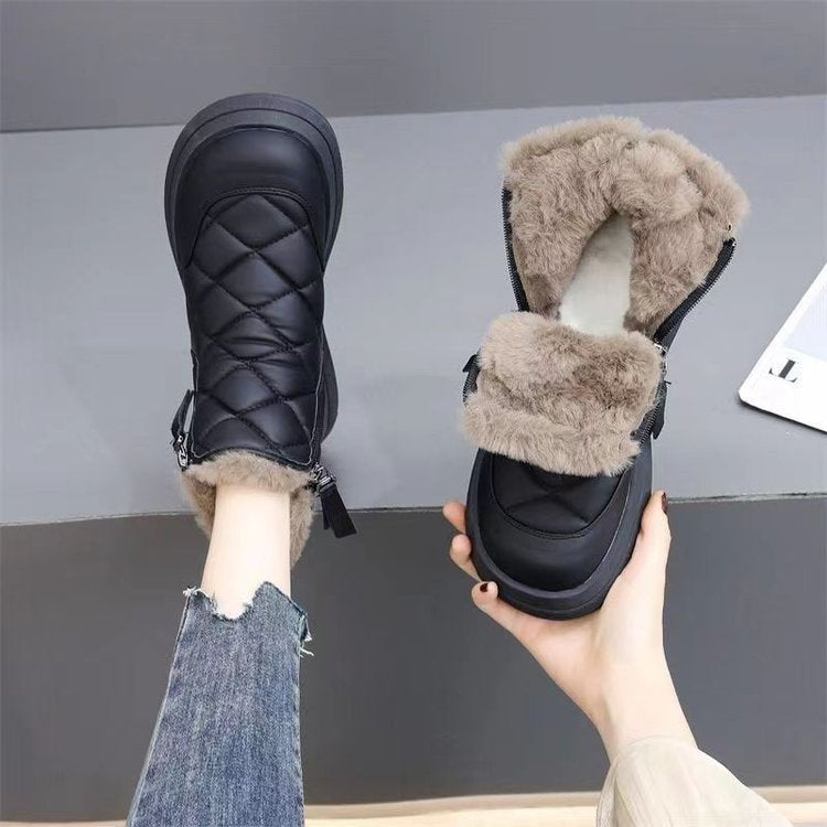 【Reducere de 50%】👢【35-41】Toamnă și iarnă noi cizme din bumbac pentru femei, impermeabile, anti-alunecare, catifelate, calde, la modă, cu talpă moale  3853915