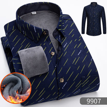 🔥【Reducere de 50% cu termen limitat】👔【L-5XL】Cămașă călduroasă de afaceri cu mânecă lungă toamna și iarna 3847719