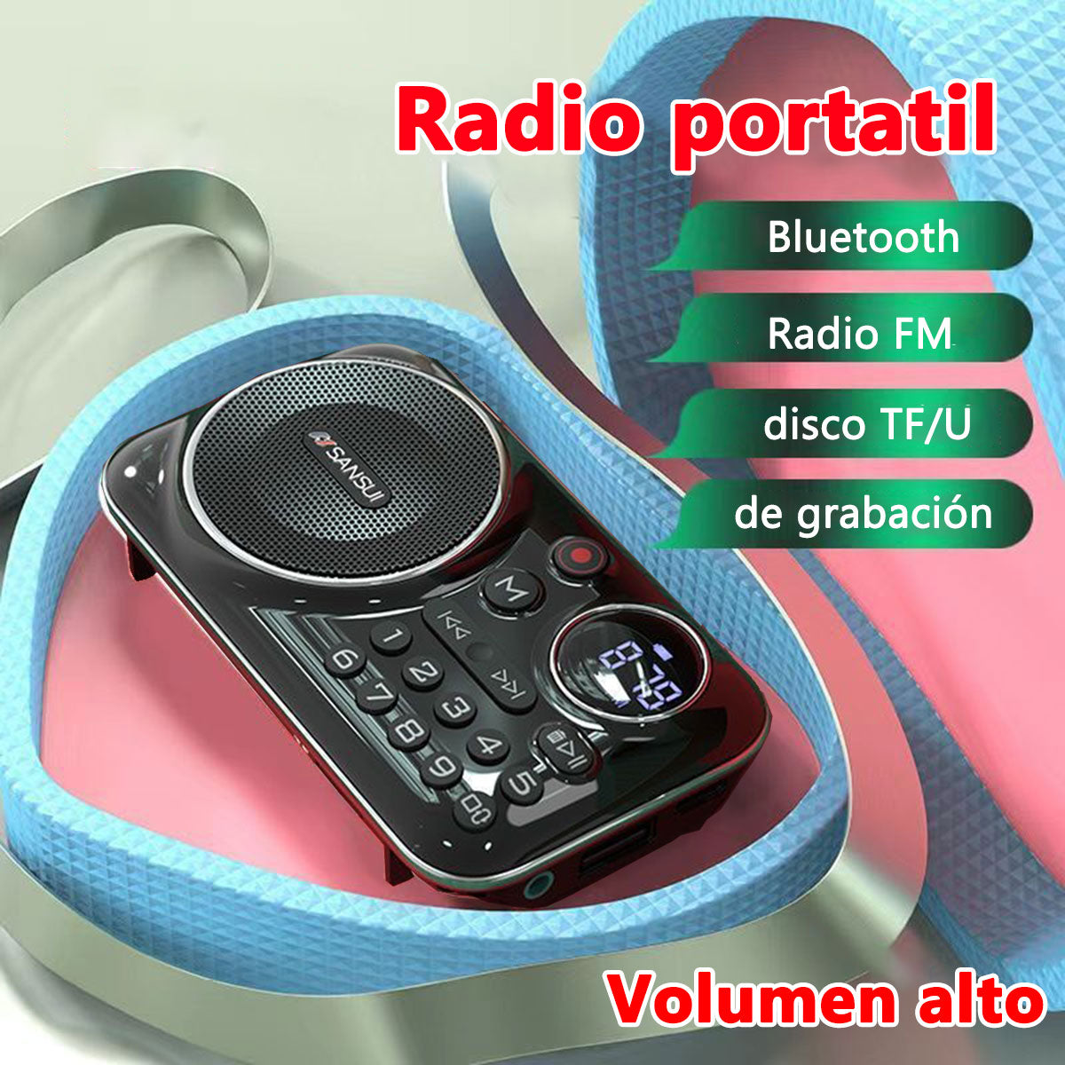 🎁【Ofertă de timp limitat】 Player de muzică radio Bluetooth portabil, poate introduce carduri și unități flash USB.