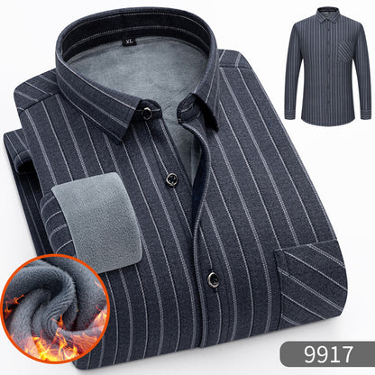 🔥【Reducere de 50% cu termen limitat】👔【L-5XL】Cămașă călduroasă de afaceri cu mânecă lungă toamna și iarna 3847719