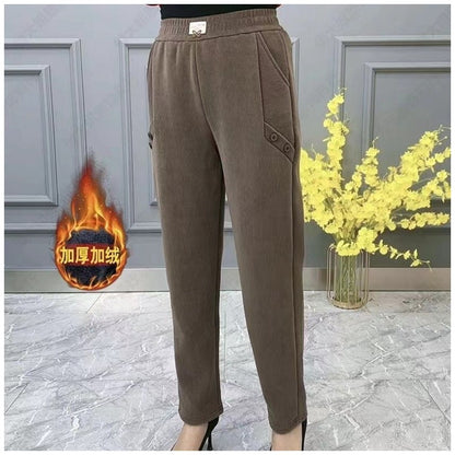 🔥🔥【Ofertă pe timp limitat】【2XL-5XL】Pantaloni casual largi de toamnă și iarnă noi, îngroșați și catifelați, mărime mare✅【55-92,5 kg】 3824574