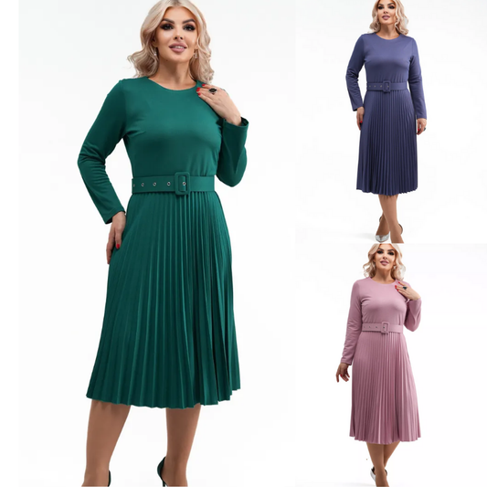 ✨【S-5XL】👗Toamnă și iarnă 2025, rochie plisată nouă, modernă, elegantă, de înaltă calitate, într-o singură culoare