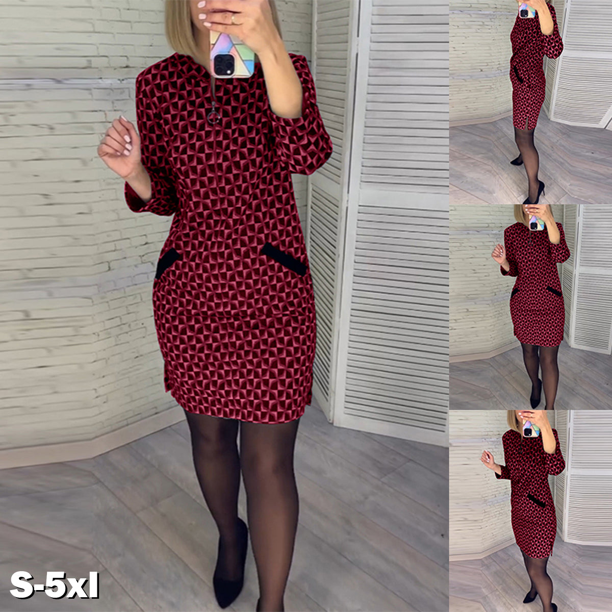 🔥【Cumpărați 1, primiți 1 gratuit】🌷【S-5XL】 Rochie imprimată la modă nouă 2024 3833263