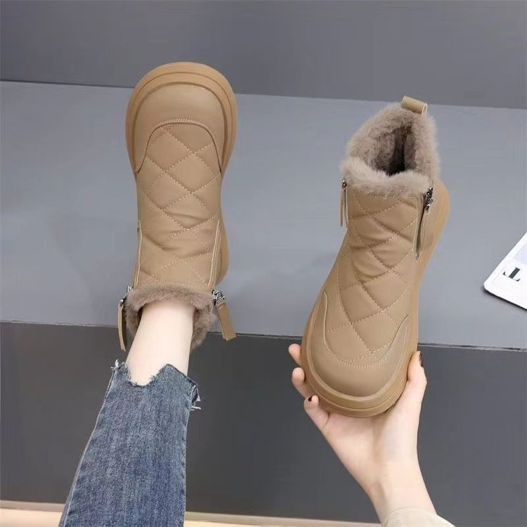 【Reducere de 50%】👢【35-41】Toamnă și iarnă noi cizme din bumbac pentru femei, impermeabile, anti-alunecare, catifelate, calde, la modă, cu talpă moale  3853915