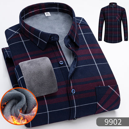 🔥【Reducere de 50% cu termen limitat】👔【L-5XL】Cămașă călduroasă de afaceri cu mânecă lungă toamna și iarna 3847719