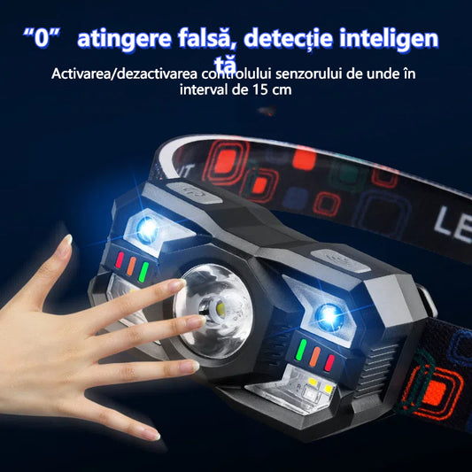 💡🌟🔥🔥Far cu inducție inteligentă cu durată lungă de viață a bateriei Lumină de pescuit de noapte în aer liber montată pe cap-3750705