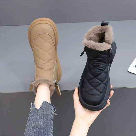 【Reducere de 50%】👢【35-41】Toamnă și iarnă noi cizme din bumbac pentru femei, impermeabile, anti-alunecare, catifelate, calde, la modă, cu talpă moale  3853915