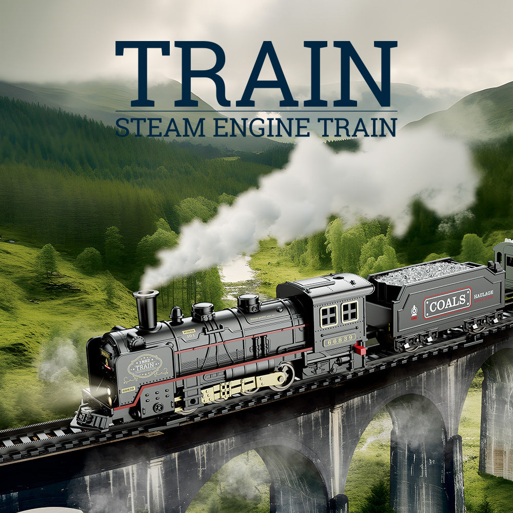 🚂🚂【1 locomotivă + 5 vagoane + 19 șine】🔥Tren electric de simulare retro tren cu abur  3856941