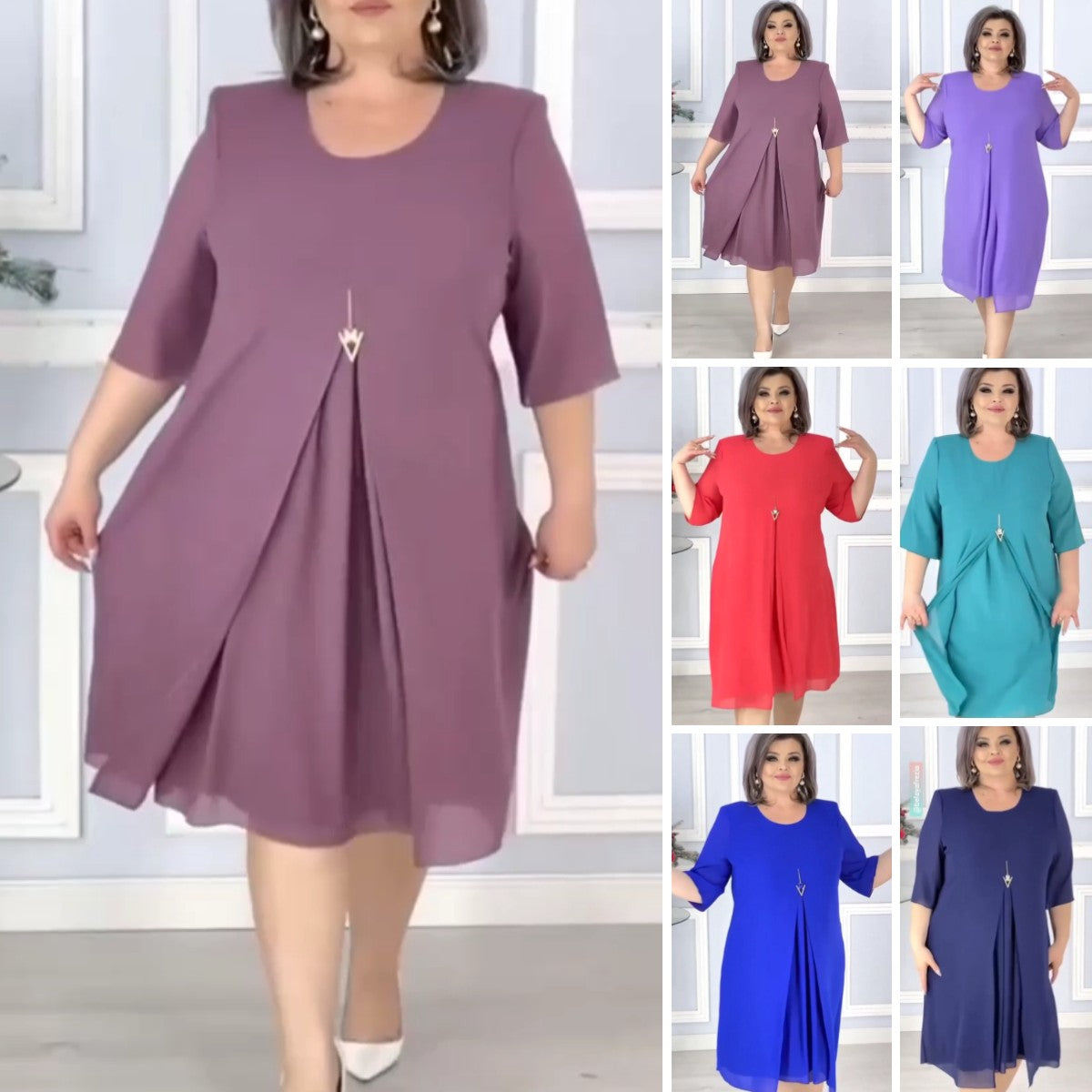 【S-5XL】Rochie multicoloră elegantă și la modă pentru femei