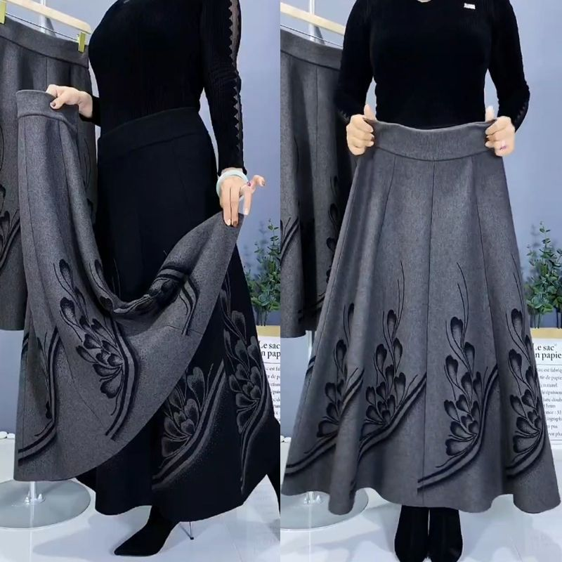 👗🎀【S-3XL】Fusta de lână îngroșată de toamnă și iarnă-3875444