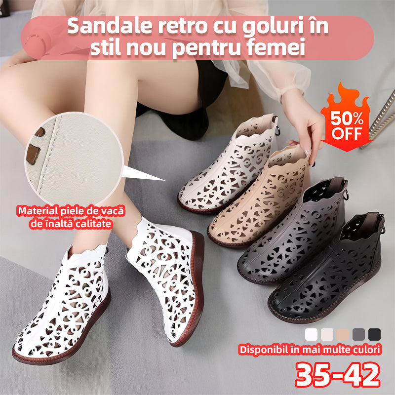 🔥Ofertă limitată💞【35-42】Sandale din piele cu vârf rotund pentru femei, nou model primăvara 2025-3891425