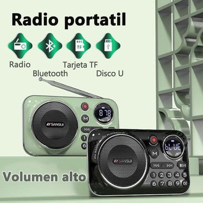 🎁【Ofertă de timp limitat】 Player de muzică radio Bluetooth portabil, poate introduce carduri și unități flash USB.