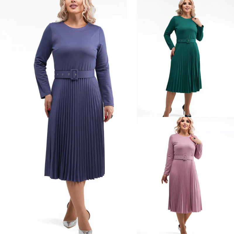 ✨【S-5XL】👗Toamnă și iarnă 2025, rochie plisată nouă, modernă, elegantă, de înaltă calitate, într-o singură culoare