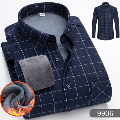 🔥【Reducere de 50% cu termen limitat】👔【L-5XL】Cămașă călduroasă de afaceri cu mânecă lungă toamna și iarna 3847719